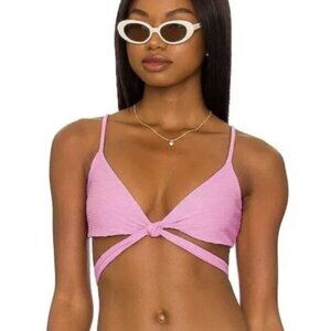 L*Space Light Pink Ribbed Bikini Top